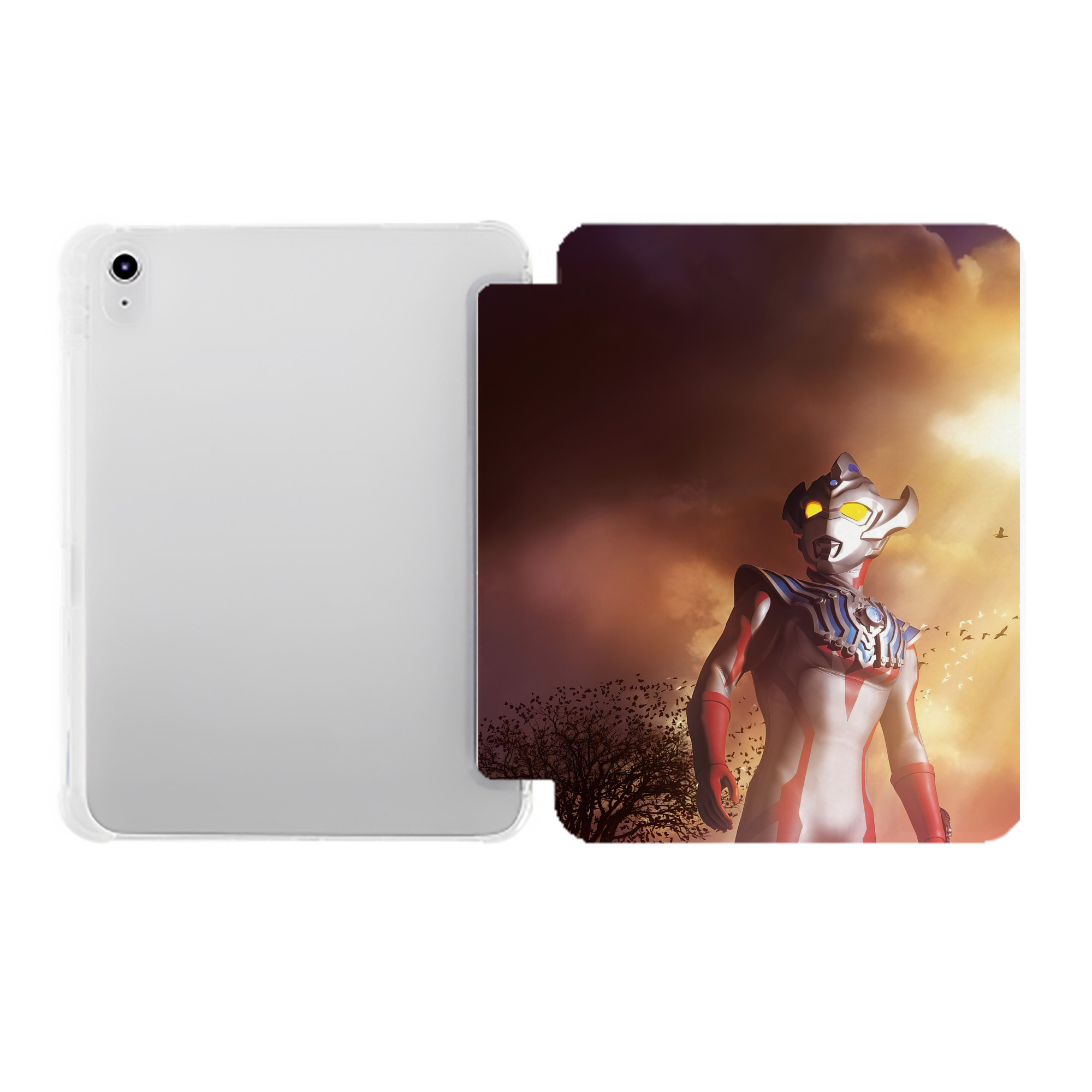 （画像用） ウルトラマン Ultraman IPad ケース ペン収納付き 三つ折りスタンド PUレザー×シリコン 対応機種9.5/10.5/10.9インチ